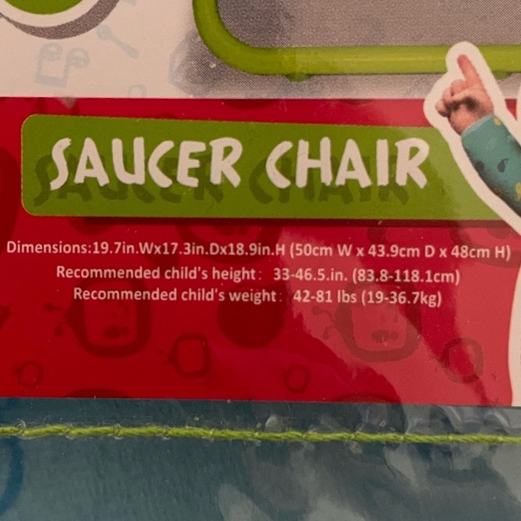 New CoComelon Kids Foldable Saucer Chair- Blue and Green - Picture 5 of 6